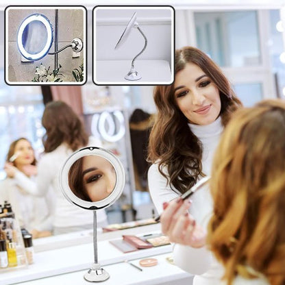 Femme maquille une autre devant miroir grossissant