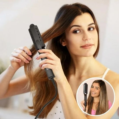 Femme se lisse les cheveux avec Lisseur vapeur