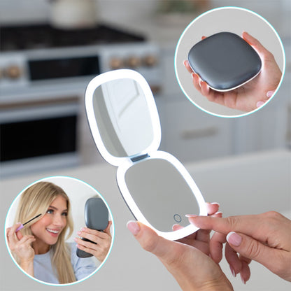 Miroir de Maquillage de Voyage LED – 1X/10X