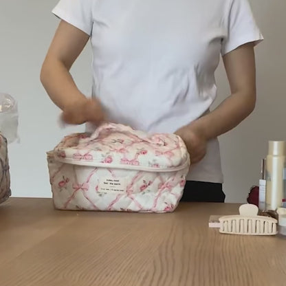 Lot de 3 trousses de maquillage matelassées pour femmes et filles